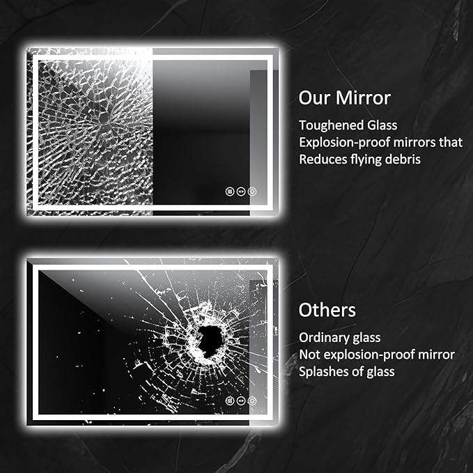 LED Bathroom Mirror 32x40 Inch Anti-Fog Bathroom Mirror with Lights, Wall Mounted Lighted Vanity Mirrors, Dimmable, Backlit + Front Lit, Smart Bathroom Vanity Mirror with 3 Colors Temperature