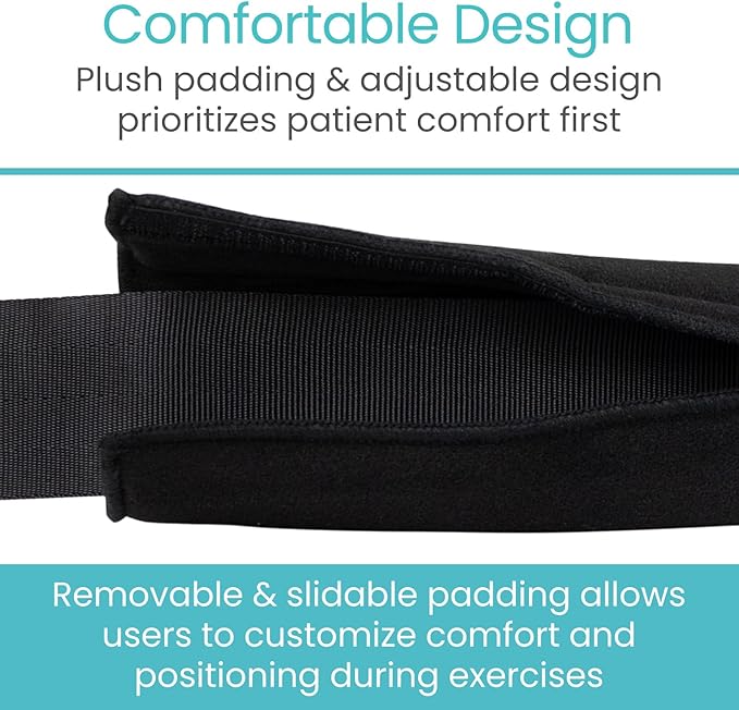 Vive Mobilization Belt for Physical Therapy with Buckle - Manual Traction Stretching Band - PT Traction Strap Belt for Stretching, Mobility, Massages & Exercise (Black)