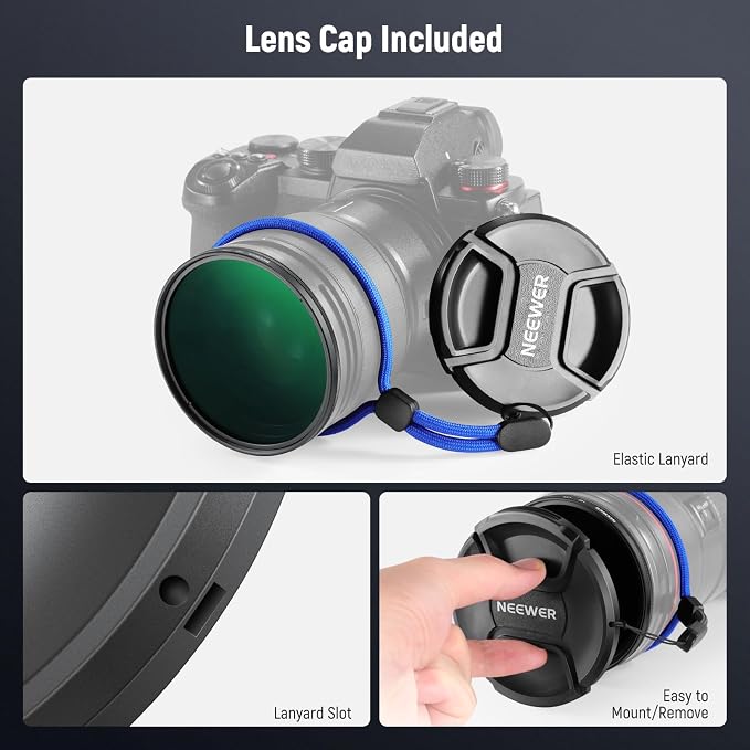 NEEWER 62mm CPL Filter with Lens Cap, Ultra Thin Circular Polarizing Filter