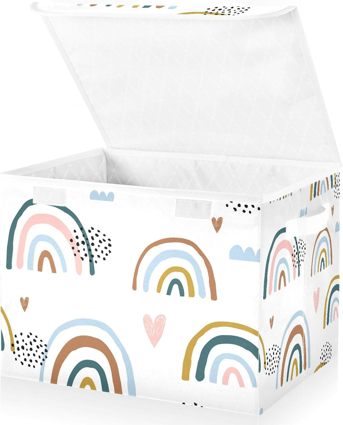 Cartoon Rainbow Storage Bins with Lids and Carrying Handle,Foldable Storage Boxes Organizer Containers Baskets Cube with Cover for Home Bedroom Closet Office
