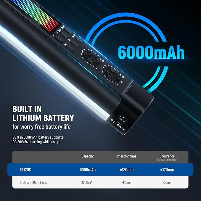 NEEWER TL120C RGB Tube Light, 42W Full Color RGBWW Photography LED Video Light