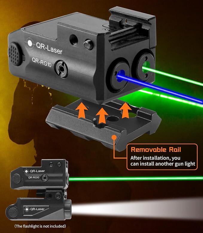 Red Green Purple Blue Laser Light Combo, 800 Lumens Tactical Flashlight Laser