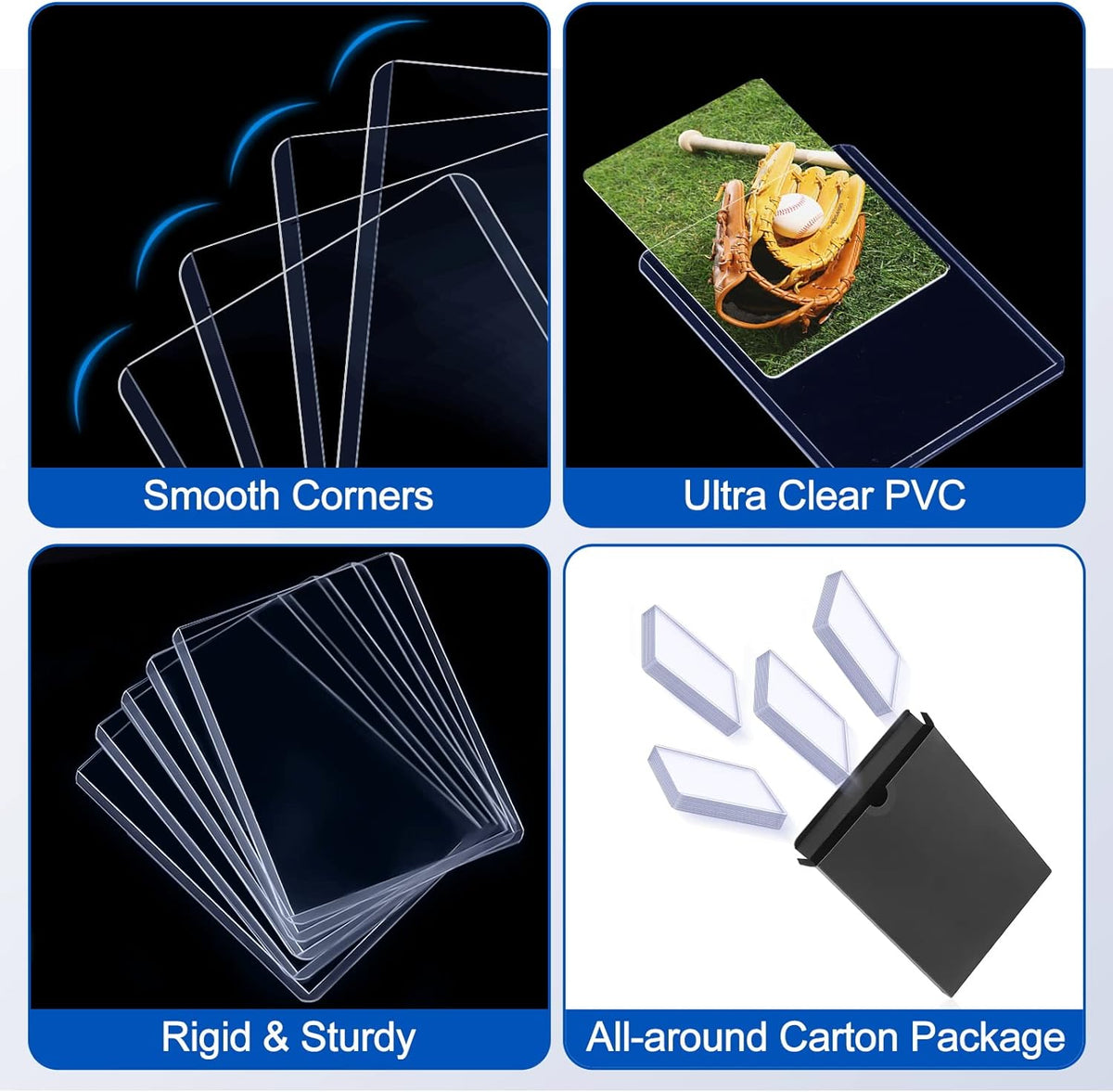 Sooez 35PT Card Sleeves - Rigid Hard Plastic Protectors for Baseball & Trading Cards | 3" x 4" Size