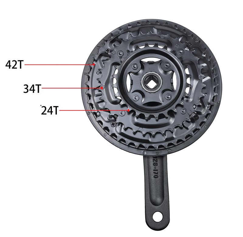 THALOUS Bicycle Crankset 6 7 8 Speed 42/34/24T Universal Square Crank Set 170MM Crank Arm for Mountain Bike