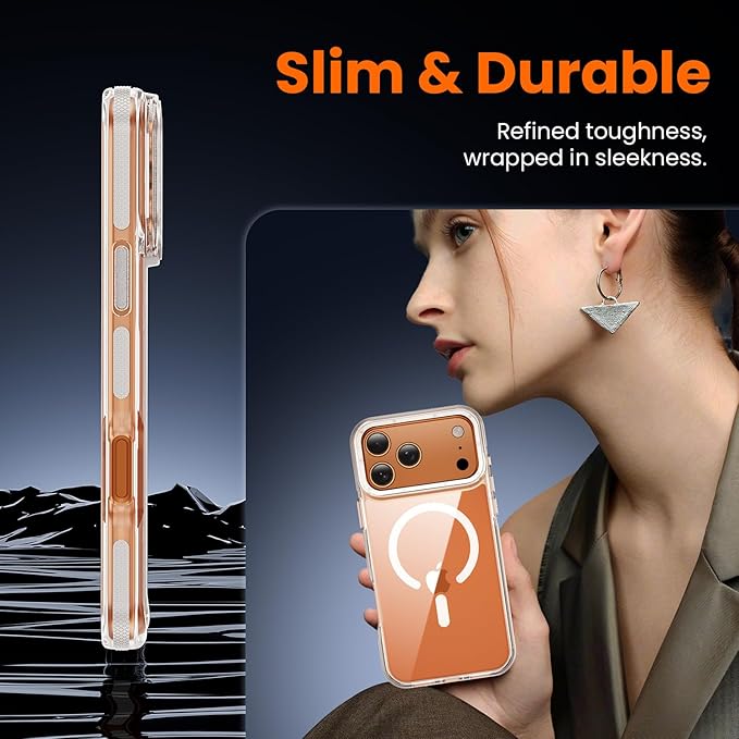 toushion 3 in 1 for iPhone 17 Pro Case Clear Bumper, Fits MagSafe, Shockproof