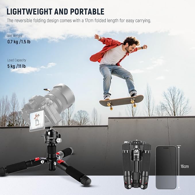 NEEWER Portable Travel Mini Tabletop Tripod, Aluminum Alloy 20''/ 50cm Desktop