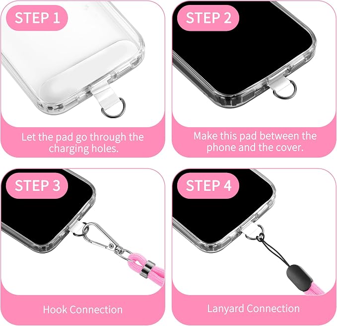 CACOE Phone Lanyard 2 Pcs-1 Pcs Adjustable Neck Strap, 2 Pads, Universal