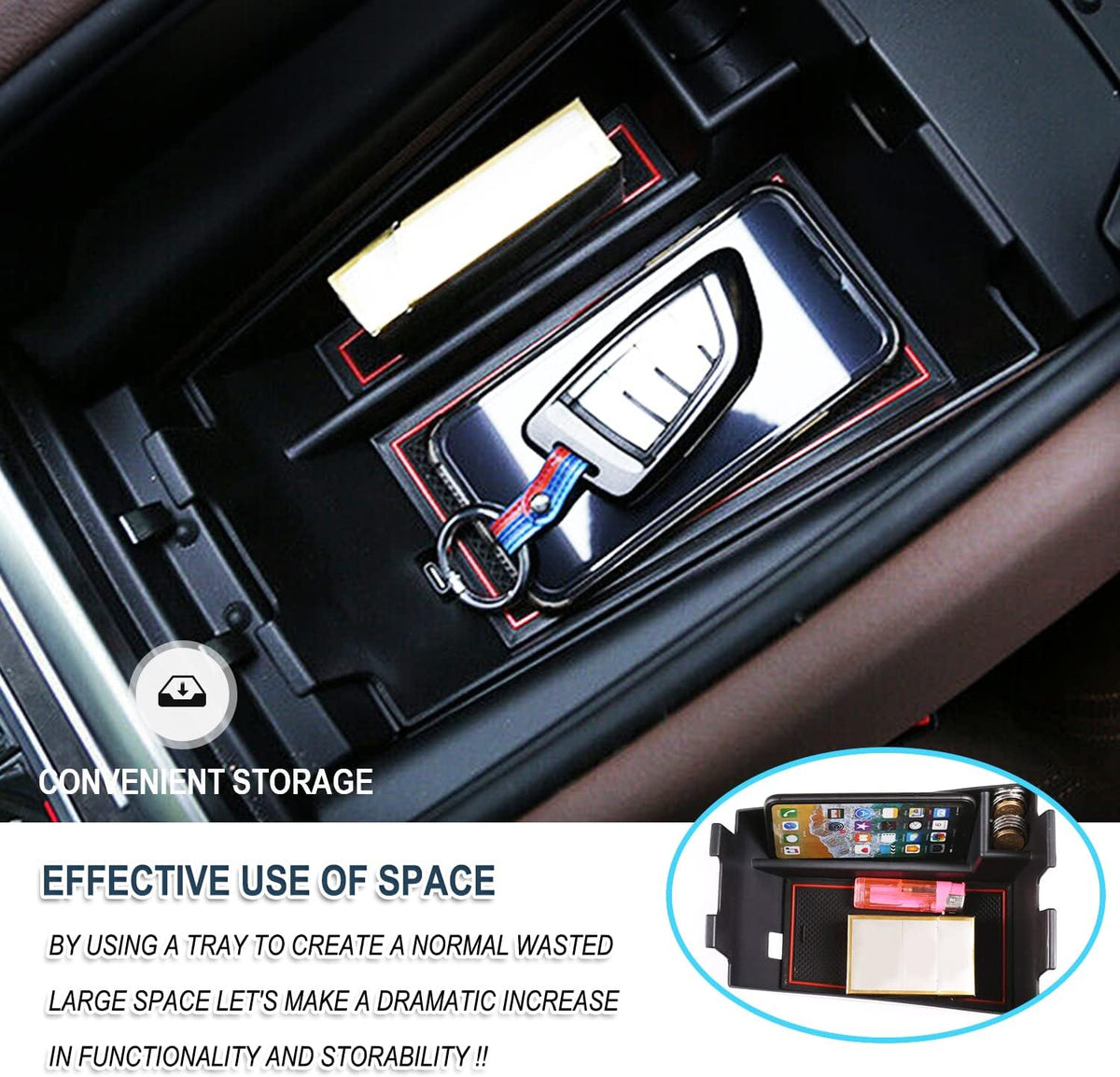 Ruiya 2026 BMW X5/X6/X7 Center Console Organizer for BMW X5/X6/X7 2026 Accessories ABS Middle Console Organizer Compatible with 2020-2026 BMW X5 G05 | BMW X6 G06 | BMW X7 G07 2021-2026 Accessories