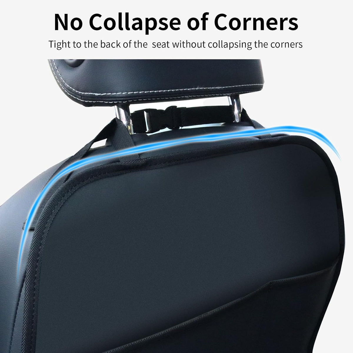 Kick Mat Back Seat Protector Waterproof Leather Car Seat Back Organizers Cover with 3 Storage Pockets for Kids Pets SUV Sedan Minivan Truck Car Travel Accessories (Black 2-Pack)
