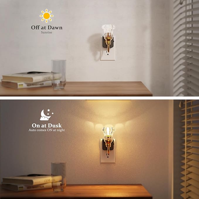 JandCase Night Light, Dimmable Floral Glass LED Nightlight, 0-100 LM Flower