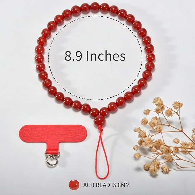 Agate Beaded Phone Wrist Strap for Women Men Stone Beads Charm Handmade