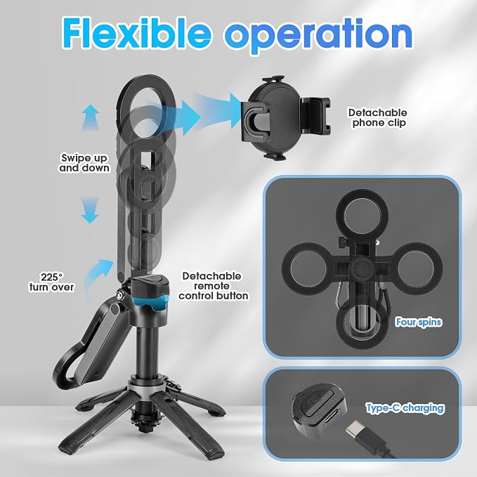 Magnetic Tripod for Phone, 2 in 1 for Magsafe Stand＆ Clip Portable Pocket Size