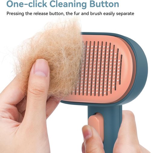 Aumuca Self-Cleaning Slicker Brush - Gentle Pet Grooming Tool for Dogs & Cats | Efficient Hair Remover for All Fur Types