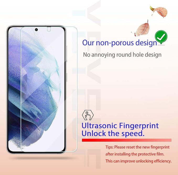 Galaxy S21 HD Clear Tempered Glass Screen Protector + Camera Lens Protectors