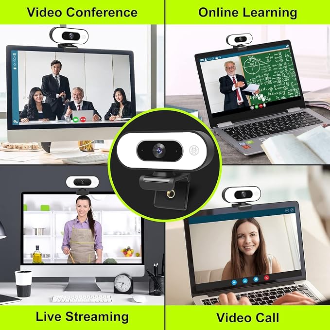 Webcam with Ring Light Microphone