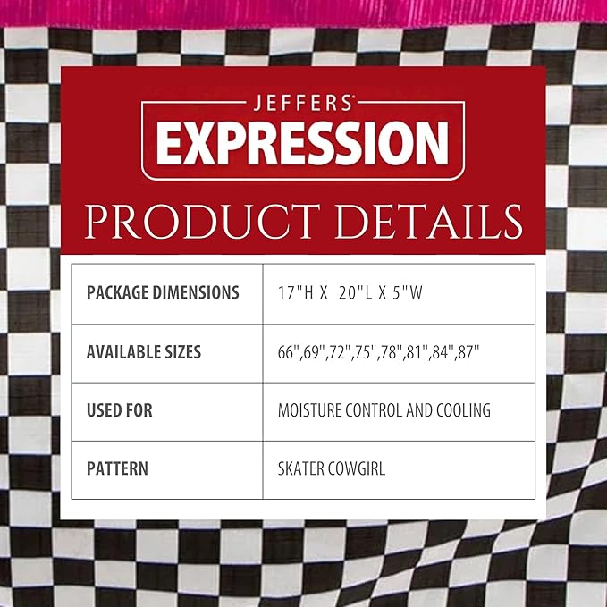 Jeffers Expression Fleece Cooler for Horses, Standard Neck, Skater Cowgirl 75"- Equine Towel Blanket, Moisture Absorbent, Light Weight, Best for Drying, Exercise, Bathing, Adjustable Belly Bands