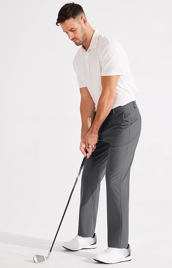 Libin Men's Golf Pants Classic Fit Flat Front Work Dress Pants 29" 31" 33" Stretch Casual Pants Lightweight with Pockets