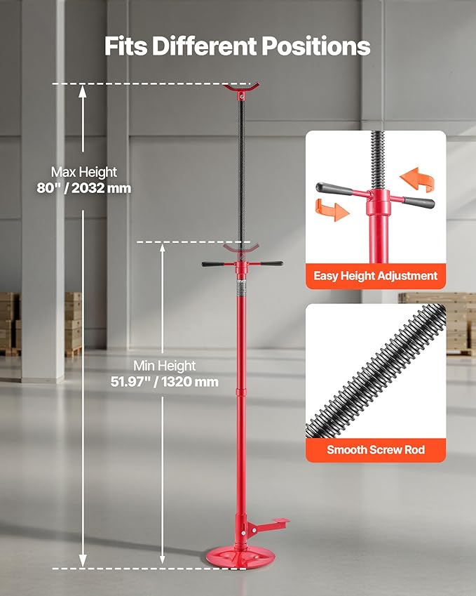 VEVOR Underhoist Support Stand, 3/4 Ton (1653 lbs) Capacity Under Hoist Jack Stand, Lifting from 51.97" to 80", Bearing Mounted Spin Handle, Foot Pedal, 12" Diameter Base, Support Vehicle Components