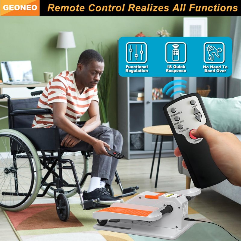 Under Desk Elliptical Machine, Electric Elliptical Exerciser for Senior, Quiet and Small Electric Seated Pedal Exerciser for Home with Remote Control and 12 Adjustable Speeds (White-pro)