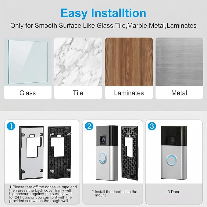 No-Drill Adhesive Doorbell Mount