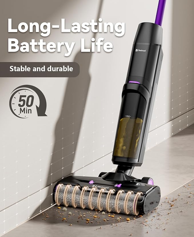Redroad Wet Dry Vacuum Cleaner 16,000Pa,50Mins Runtime Cleaning Area 3,013 ft²,Cordless Vacuum Cleaner, Cordless Vacuum and Mop All in One,for Hard Floors Sticky Messes and Pet Hair,H15 Set
