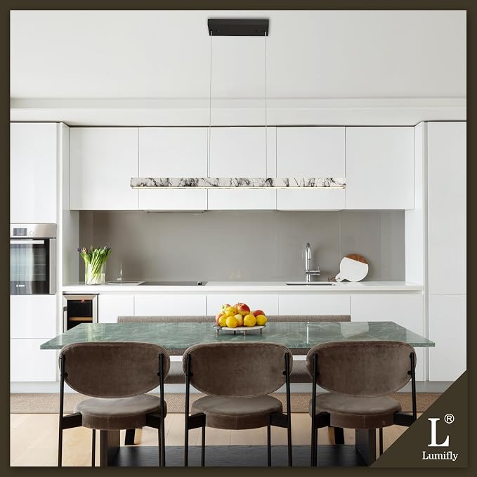 Linear Pendant Lights for Kitchen Island, 39” Modern LED Chandelier for Dining