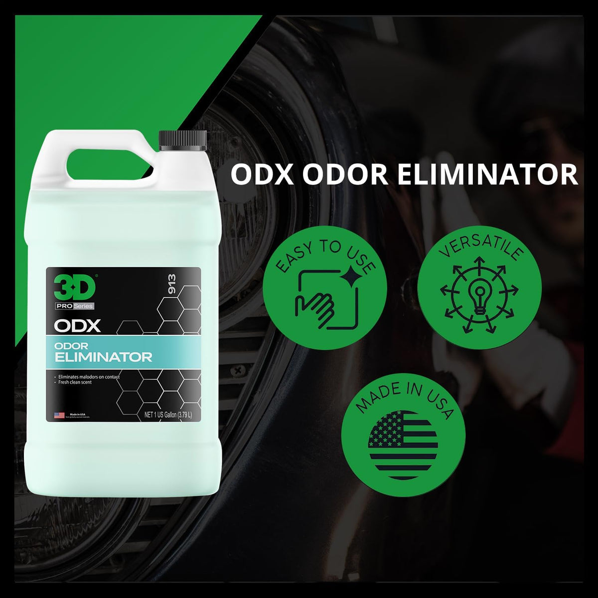 3D ODX - Automotive Odor Eliminator - Deodorizes Pet, Food, Smoke, &amp; Other Linger Odors - Fresh Clean Scent - Great for Car, Home, Office Use