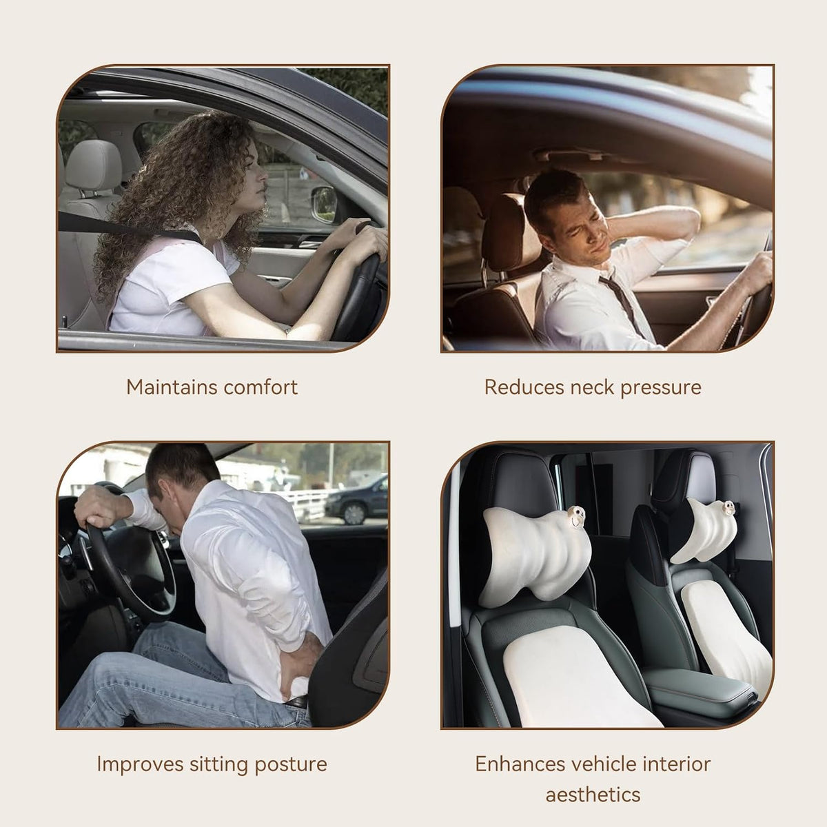 Memory Foam Lumbar Support Pillow For Car Seat,Office Chair,Black1pcs