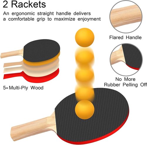 FBSPORT Ping Pong Paddle Set - Portable Table Tennis with Retractable Net, Rackets, Balls & Carry Bag