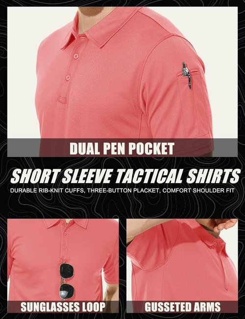 MAGCOMSEN Men's Quick-Dry Tactical Polo Shirt - Performance Short Sleeve Golf Jersey in Various Colors