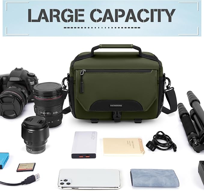 RAINSMORE Camera Bag, DSLR/SLR/Mirrorless Small Camera Sling Bag Waterproof