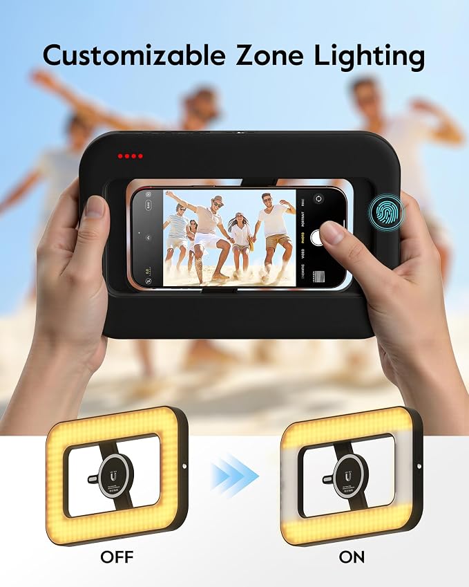 Magnetic Ring Light with Stand and Phone Clip, 6000mAh Phone Tripod with Light