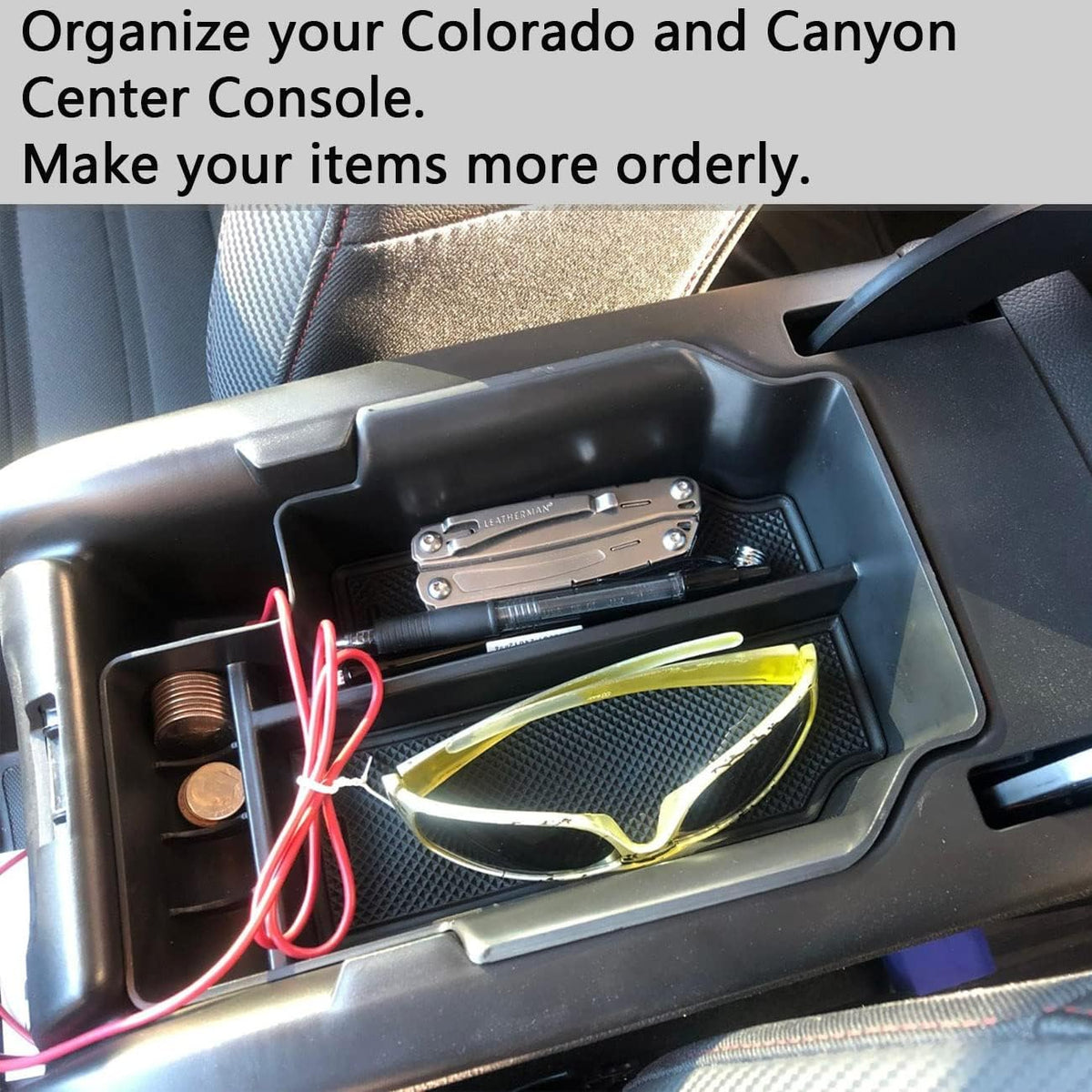 Center Console Organizer Tray for Chevy Colorado GMC Canyon 2015-2022, Red