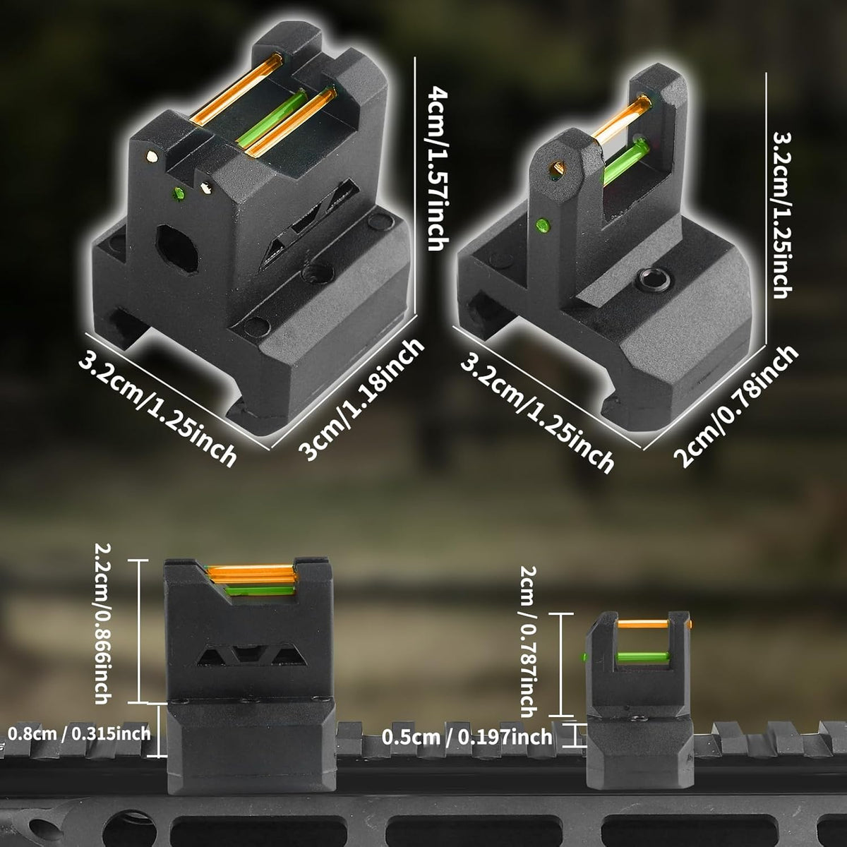 ZBULAR ZR-L3 Fiber Optic Front & Rear Sight - Multiple Aiming Methods for Enhanced Accuracy