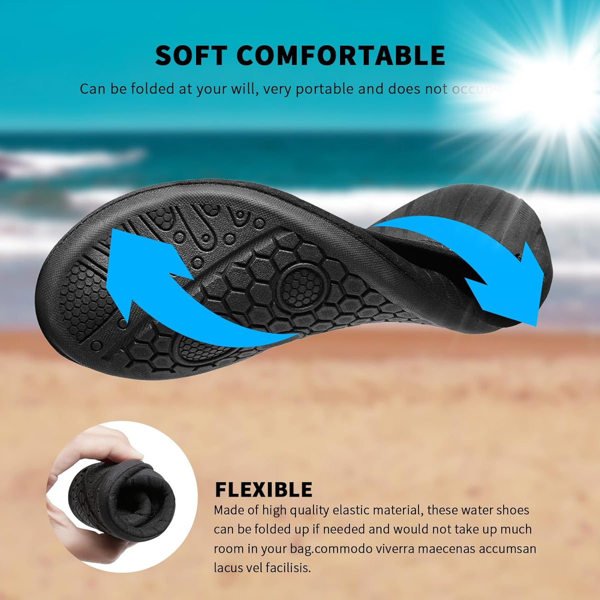 Racqua Water Shoes - Comfortable Aqua Socks for Men & Women | Perfect for Swimming & Beach Activities