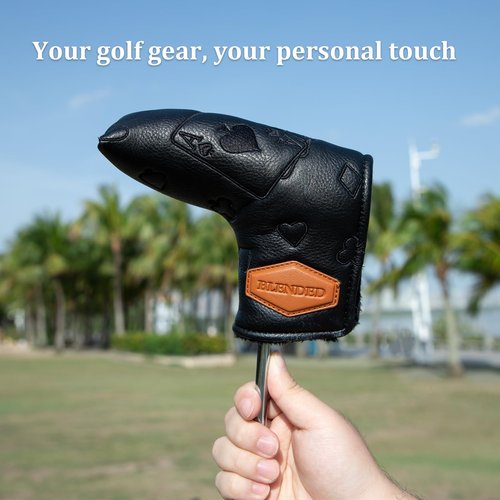 Golf Putter Covers Black Poker Mallet Putter Headcovers Blade Putter Cover Golf Headcover Leather Golf Club Covers with Magnetic Closure for Most Brand (for Blade Putter)