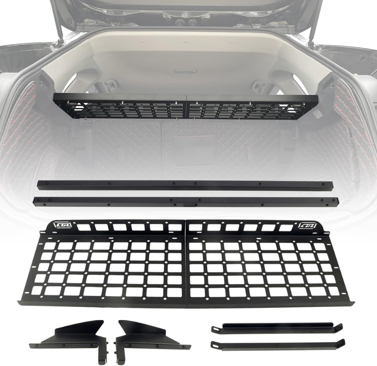 HIGH FLYING for Toyota RAV4 2019-2025 Car Accessories Modular Storage Molle Panel Cargo Shelf Organizer Luggage Carrier Rack Aluminum Alloy (with Conjoined Cross Bar)