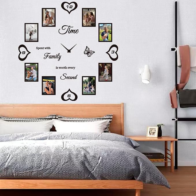Datesno DIY Family Photo Frame Wall Clock Decal