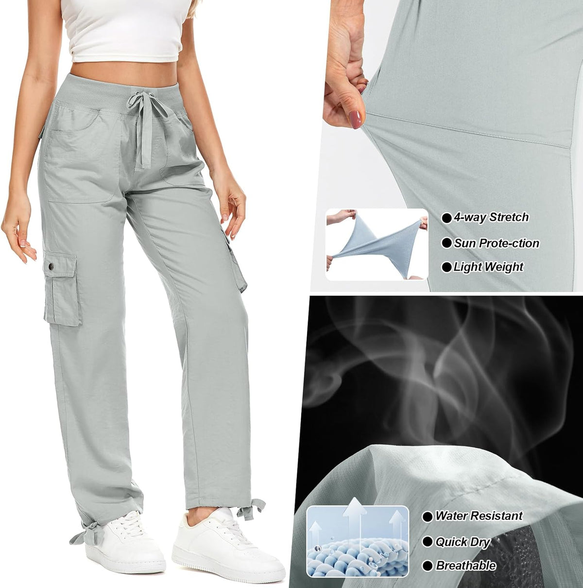 Skiennix Cargo Pants for Women - Lightweight Quick-Dry Joggers with UPF 50 | Ideal for Travel & Hiking