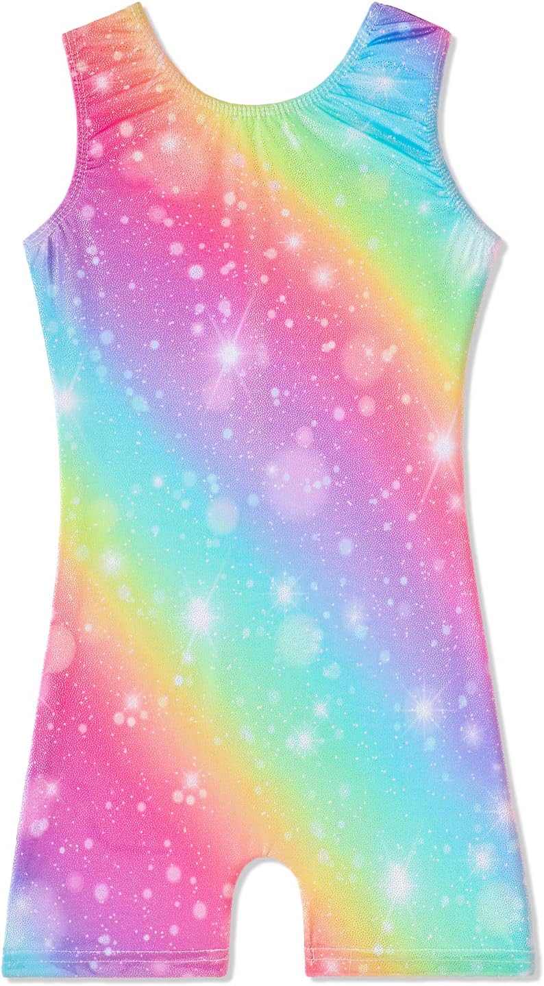 Skiennix Leotards for Girls - Shiny Mermaid Unicorn Design | Toddler Dance Wear in Blue & Hot Pink