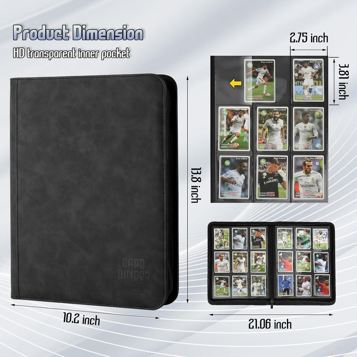 Trading Card Binder - Premium 9 Pocket PU Collection Album | 540 Pocket for MTG, TCG & Sports Cards (Black)