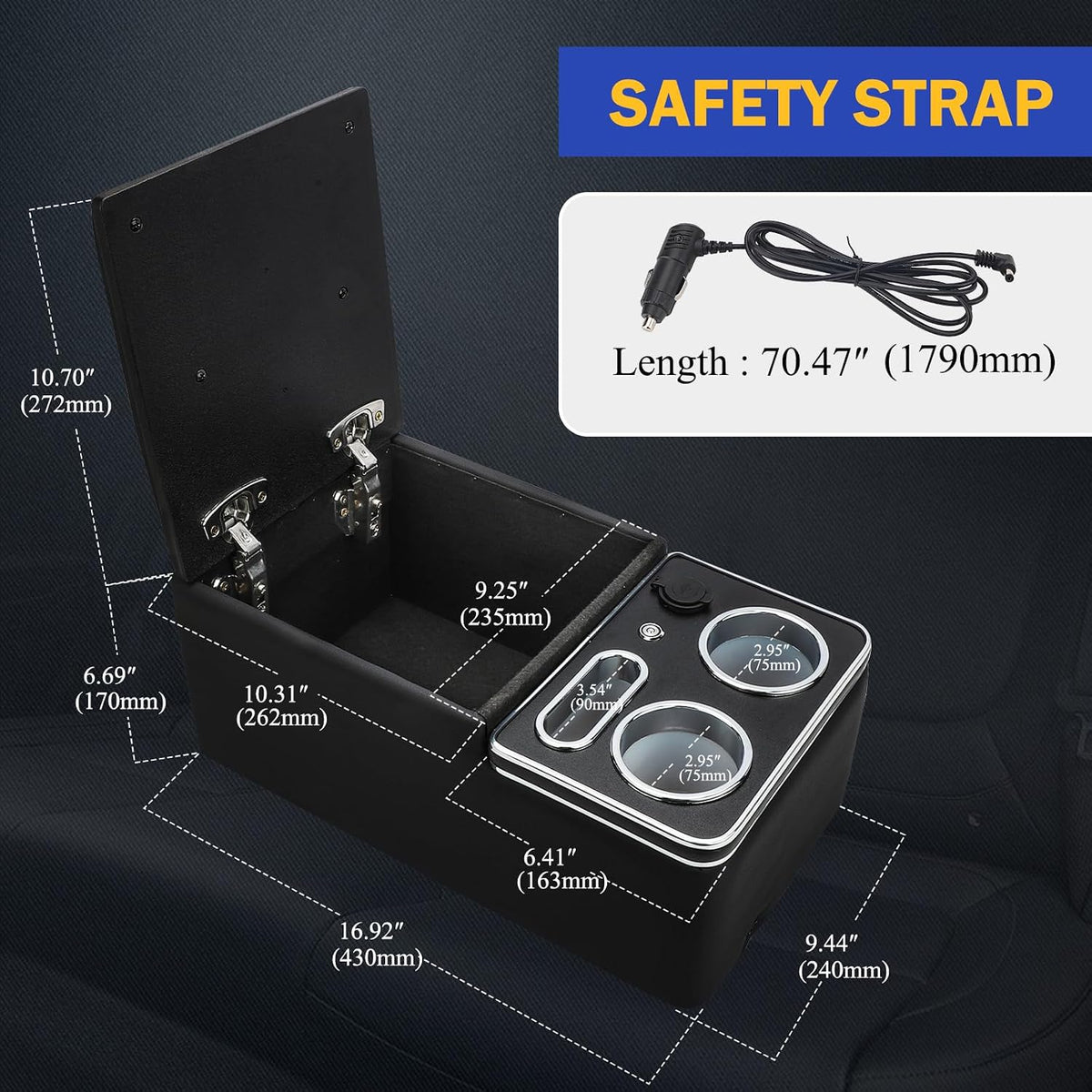 X4XZ Upgrade Center Console Organizer with Cup Holder& Phone Holder - Black