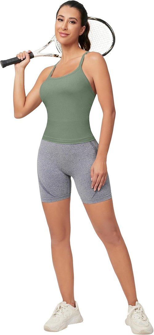 MathCat Workout Tank Tops - Sleeveless Gym Tops with Built-In Bra for Yoga & Fitness | Seamless Design