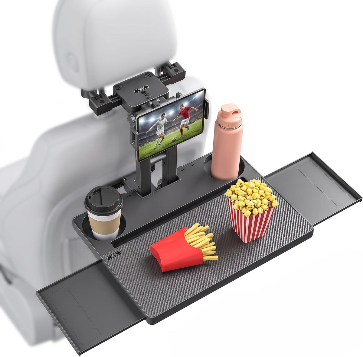 Car Back Seat Table, Foldable Laptop Desk with Adjustable Height