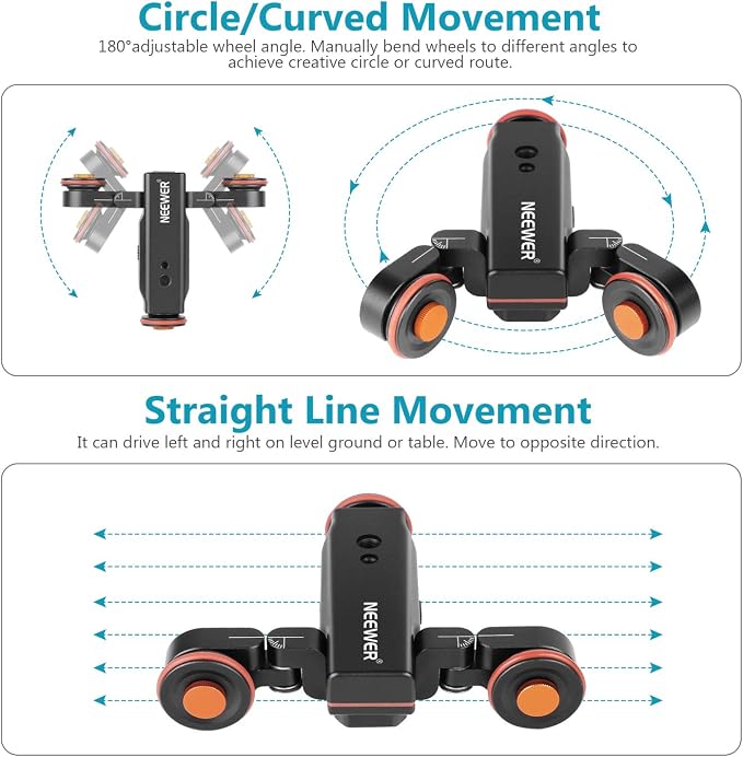 Neewer 3 Wheels Wireless Video Camera Dolly, 3 Speed Motorized Electric Track