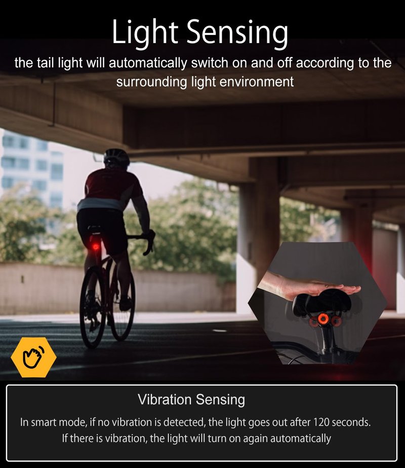 TOWILD TL03 Bike Tail Light Smart Brake Sensing Bike Rear Lights,Type-C Cable Waterproof Bicycle Back Lights Led Rechargeable Auto On/Off Flash Strobe Safety Red Taillight for Road Cycling Commuting