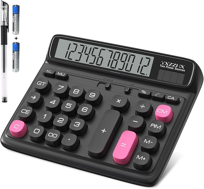 Desktop Calculator with Extra Large 5-Inch LCD Display, 12-Digit Two Way Power