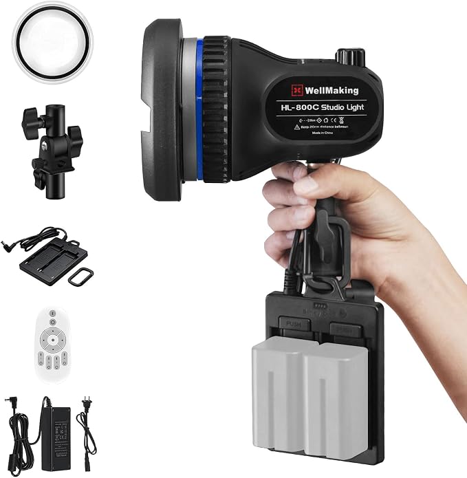 Wellmaking 80W Portable LED Light Continuous Light COB Spotlight Video Light