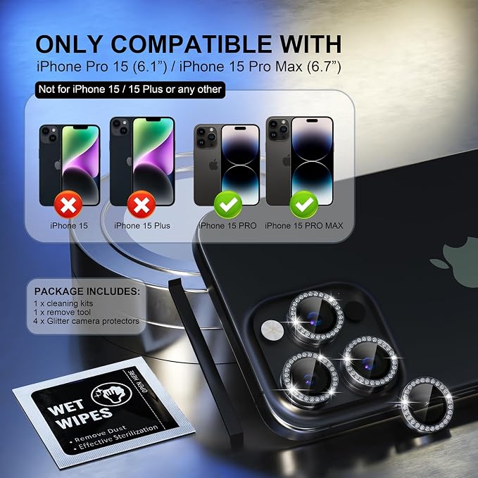 Choiche Compatible for iPhone 15 Pro/iPhone 15 Pro Max Camera Lens Protector
