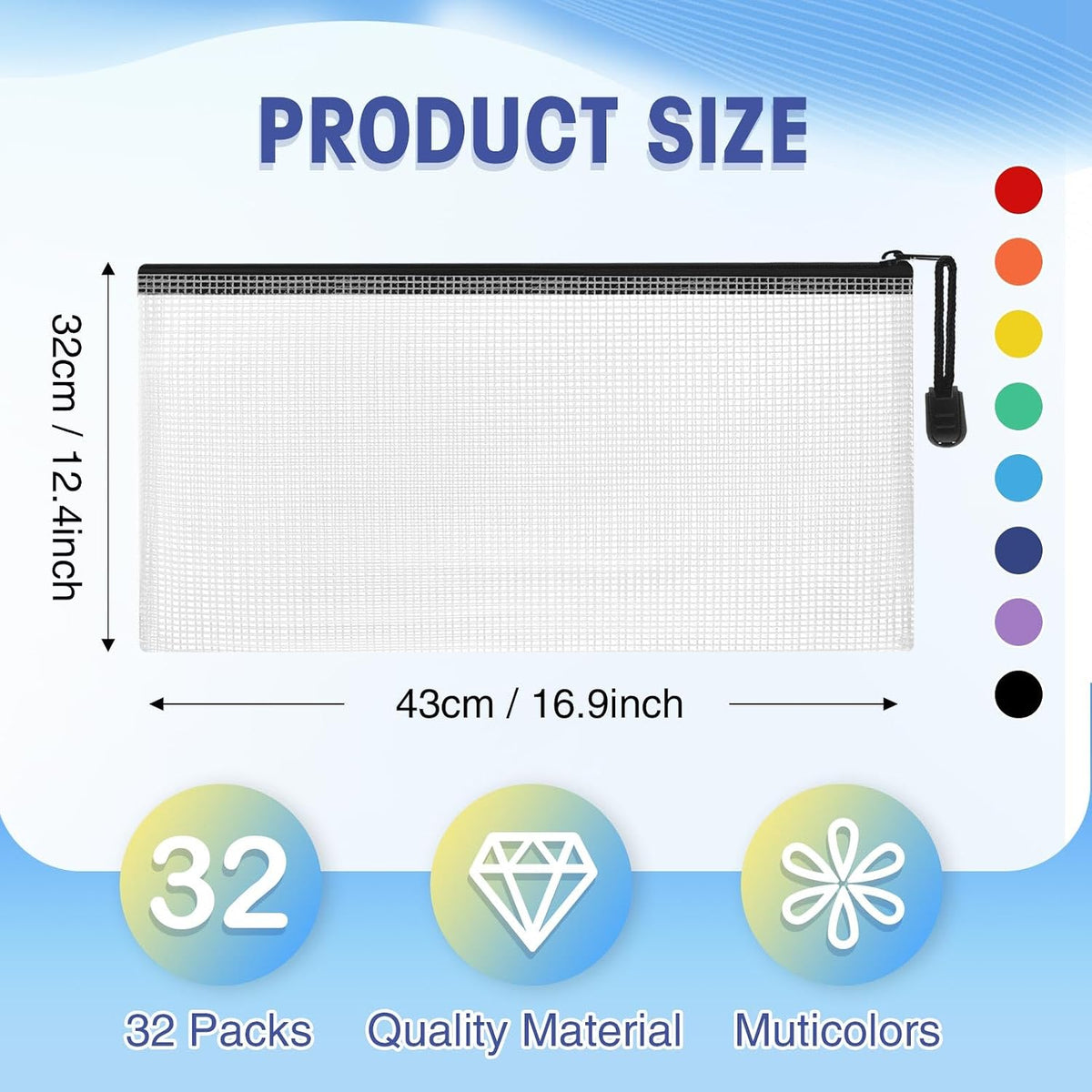 Jetec 32 Mesh Zipper Bags Bikini, Sweet Color, 9.5 x 4.5 Inch, 32 Pcs